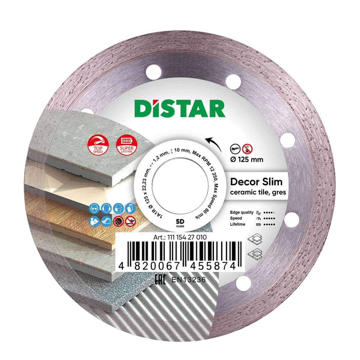 Круг алмазний вiдрiзний DISTAR 1A1R 125 Decor Slim